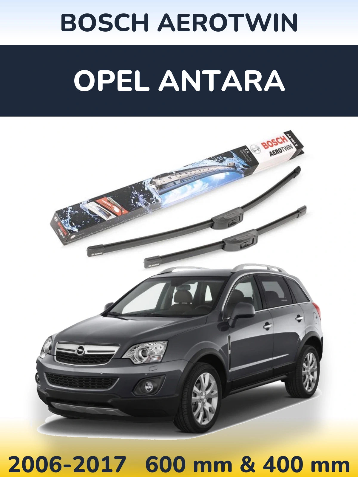 Комплект передніх щіток BOSCH AeroTwin 600 & 400 мм для Opel Antara 2006-2017