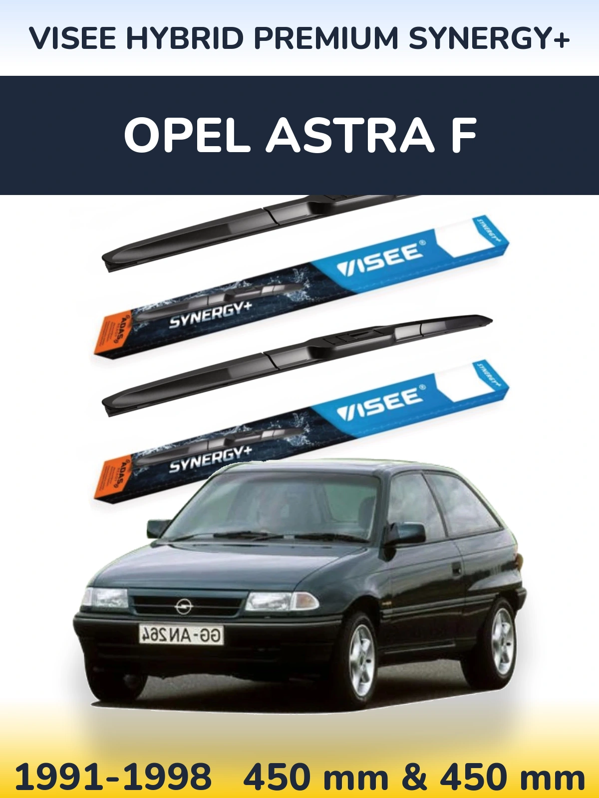 Komplet przednich wycieraczek VISEE HYBRID PREMIUM SYNERGY+ 450 & 450 mm do Opel Astra F 1991-1998