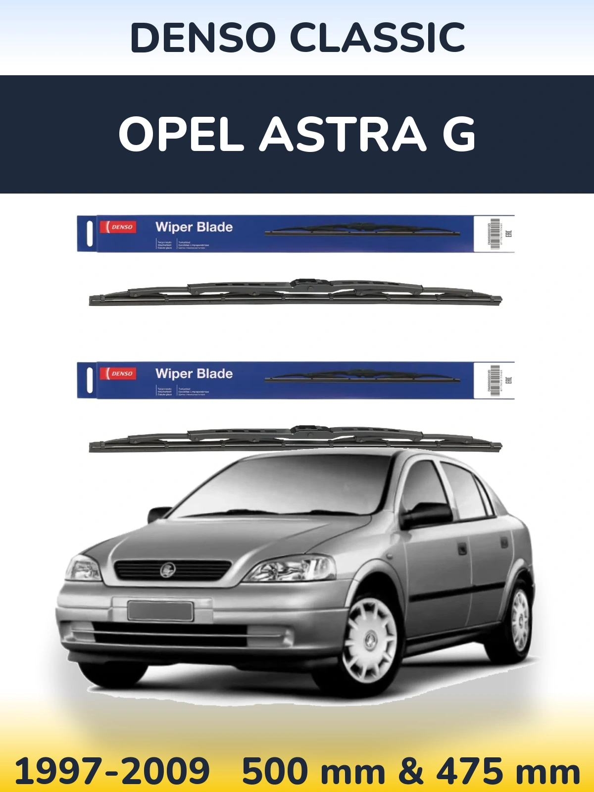 Komplet przednich wycieraczek Denso Classic 500 & 475 mm do Opel Astra G 1997-2009