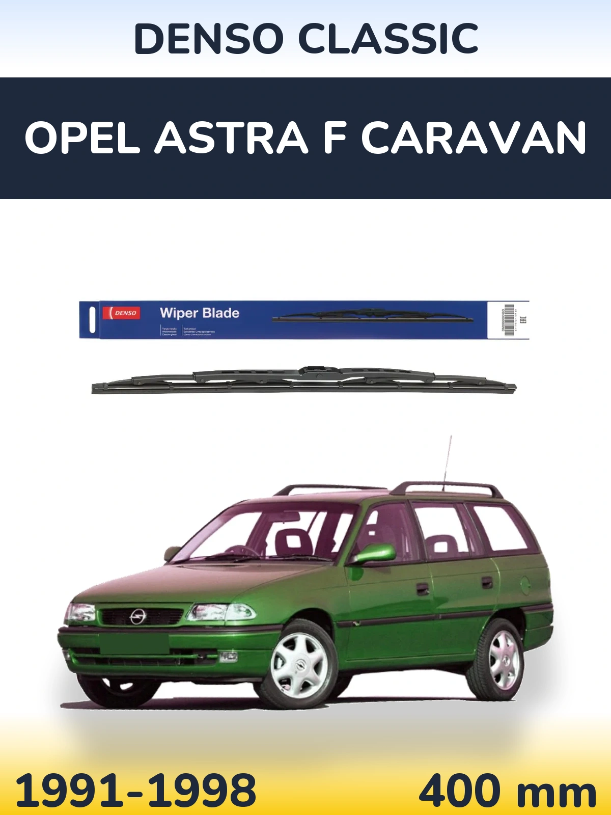 Rear wiper blade Denso Classic 400 mm for Opel Astra F Caravan 1991-1998