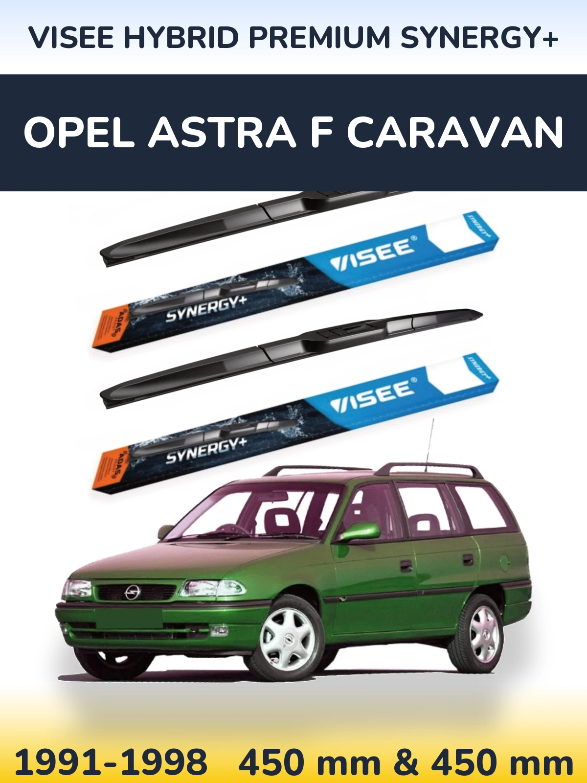 Комплект передних дворников VISEE HYBRID PREMIUM SYNERGY+ 450 & 450 мм для Opel Astra F Caravan 1991-1998
