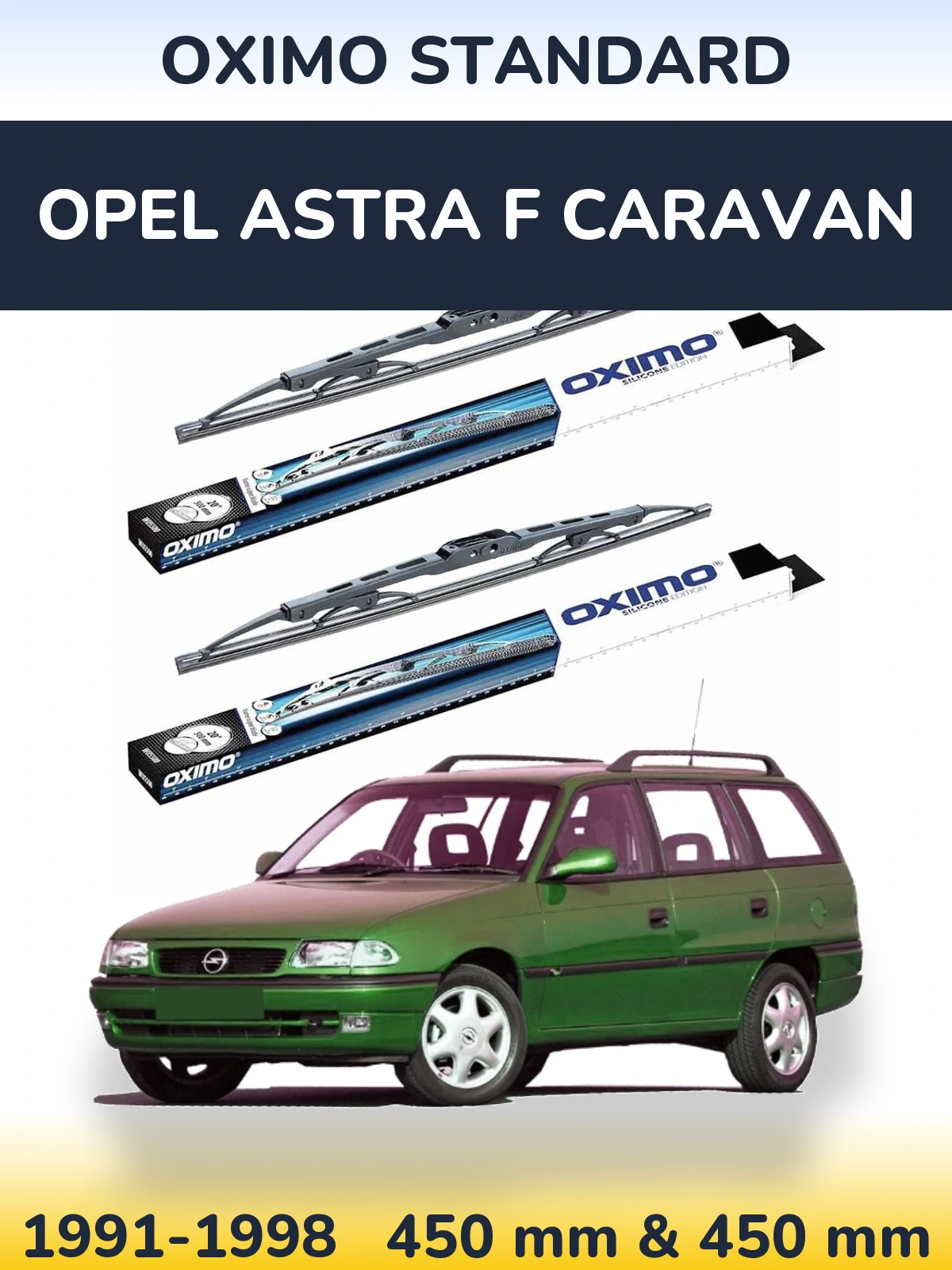 Комплект передних дворников Oximo Standard 450 & 450 мм для Opel Astra F Caravan 1991-1998