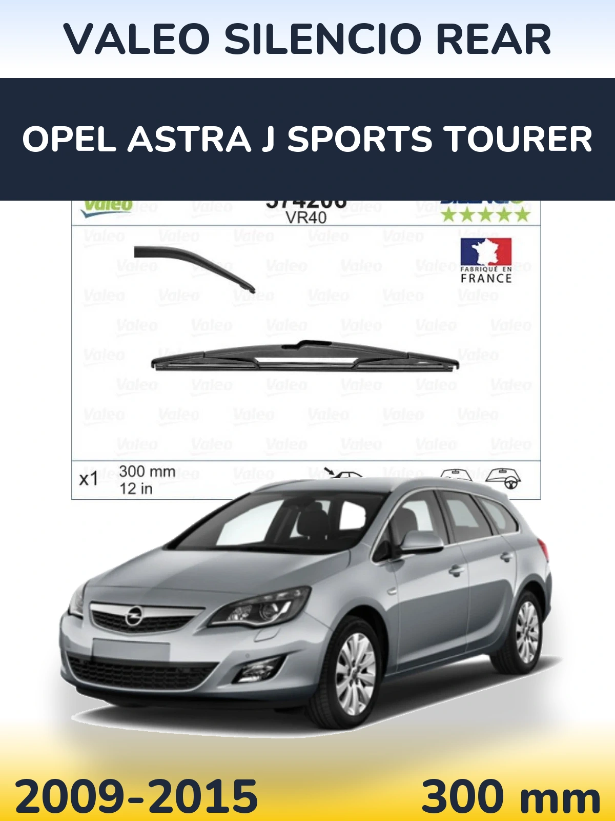 Rear wiper blade Valeo Silencio Rear 300 mm for Opel Astra J Sports Tourer 2009-2015