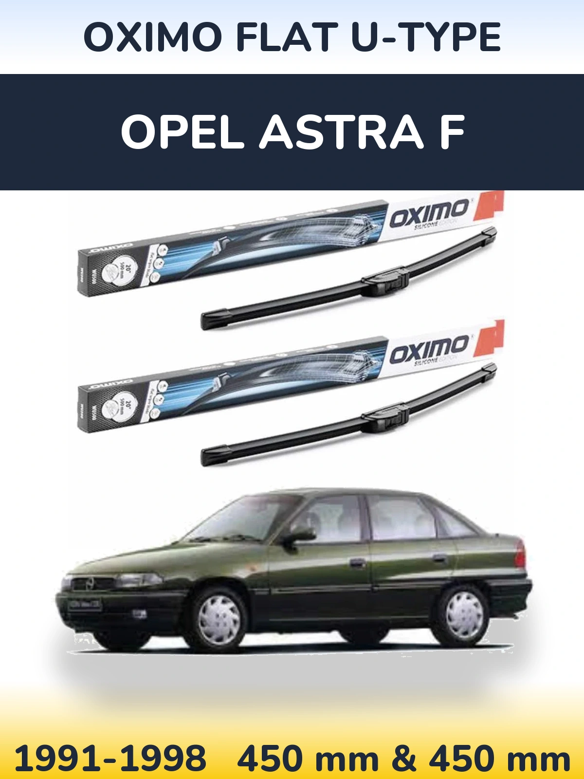 Комплект передних дворников Oximo Flat U-type 450 & 450 мм для Opel Astra F 1991-1998