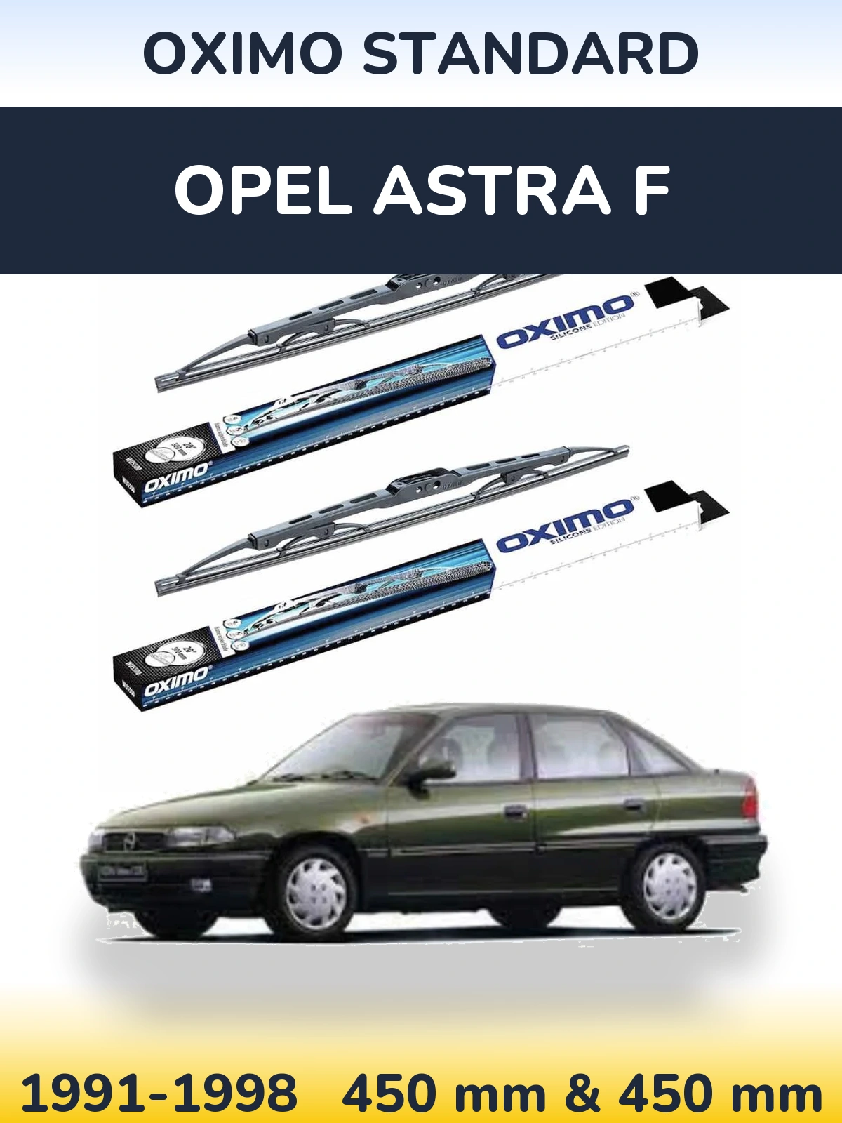 Front wiper blade set Oximo Standard 450 & 450 mm for Opel Astra F 1991-1998