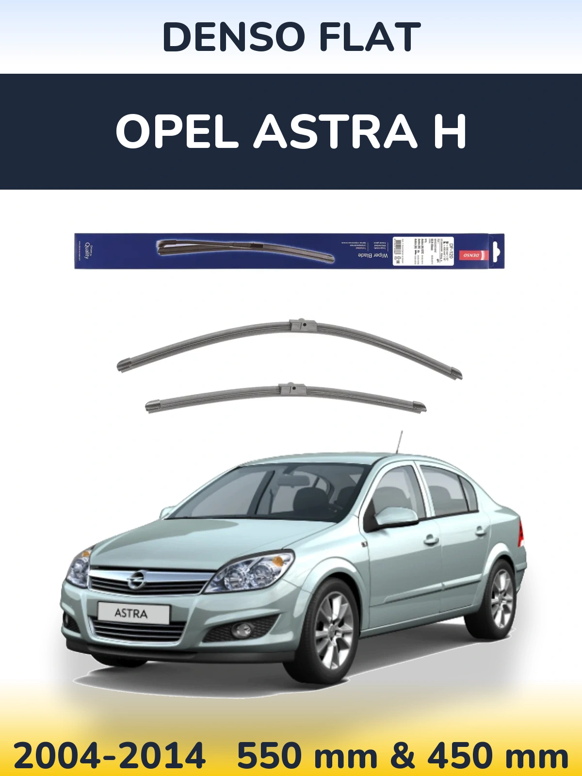 Komplet przednich wycieraczek Denso Flat 550 & 450 mm do Opel Astra H 2004-2014