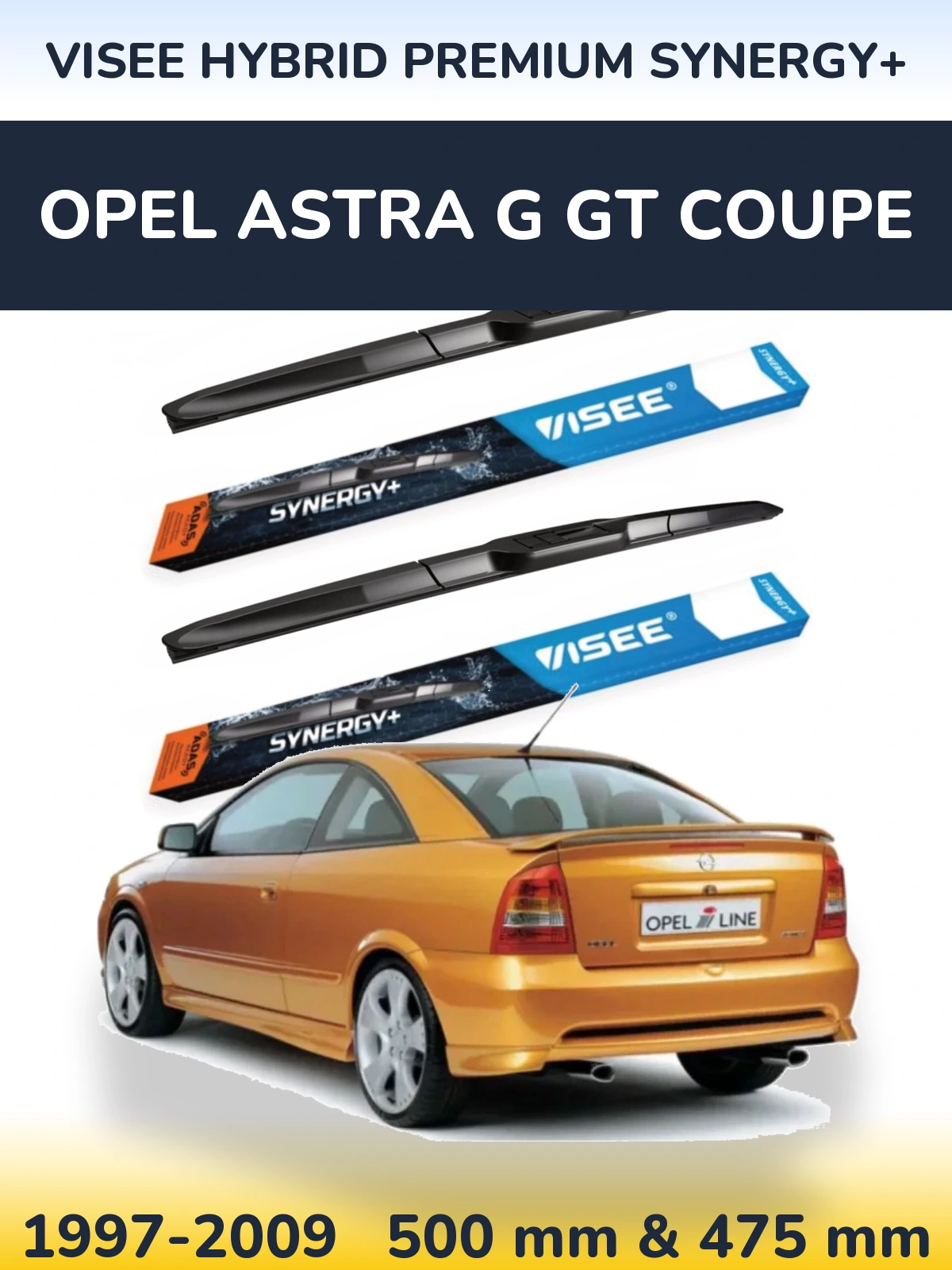Комплект передних дворников VISEE HYBRID PREMIUM SYNERGY+ 500 & 475 мм для Opel Astra G GT coupe 1997-2009