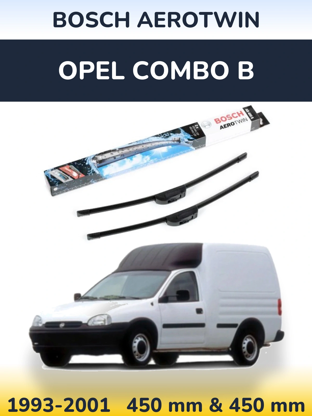 Komplet przednich wycieraczek BOSCH AeroTwin 450 & 450 mm do Opel Combo B 1993-2001