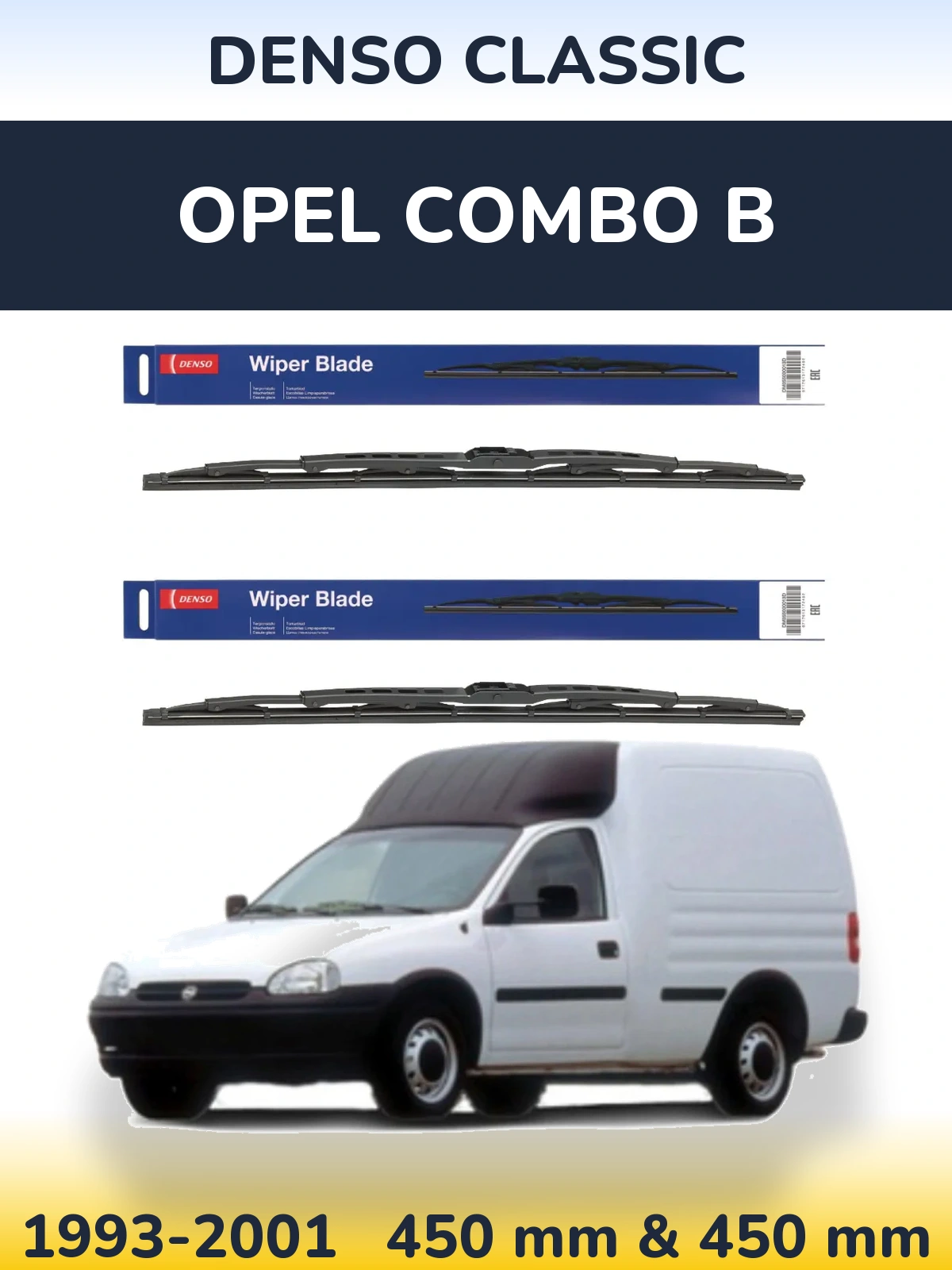 Komplet przednich wycieraczek Denso Classic 450 & 450 mm do Opel Combo B 1993-2001