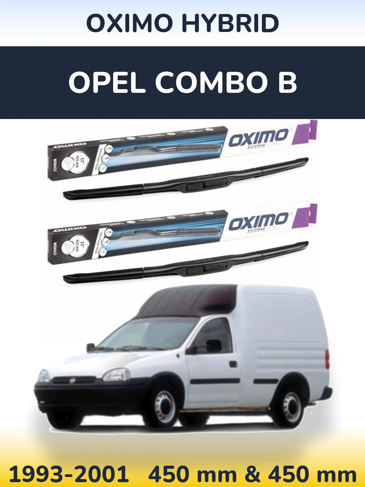 Komplet przednich wycieraczek Oximo Hybrid 450 & 450 mm do Opel Combo B 1993-2001