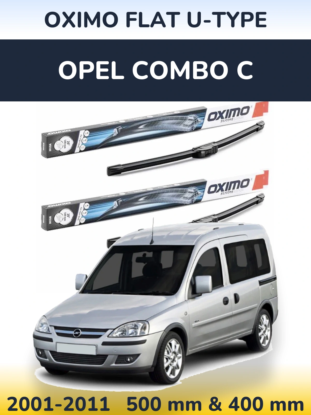 Komplet przednich wycieraczek Oximo Flat U-type 500 & 400 mm do Opel Combo C 2001-2011