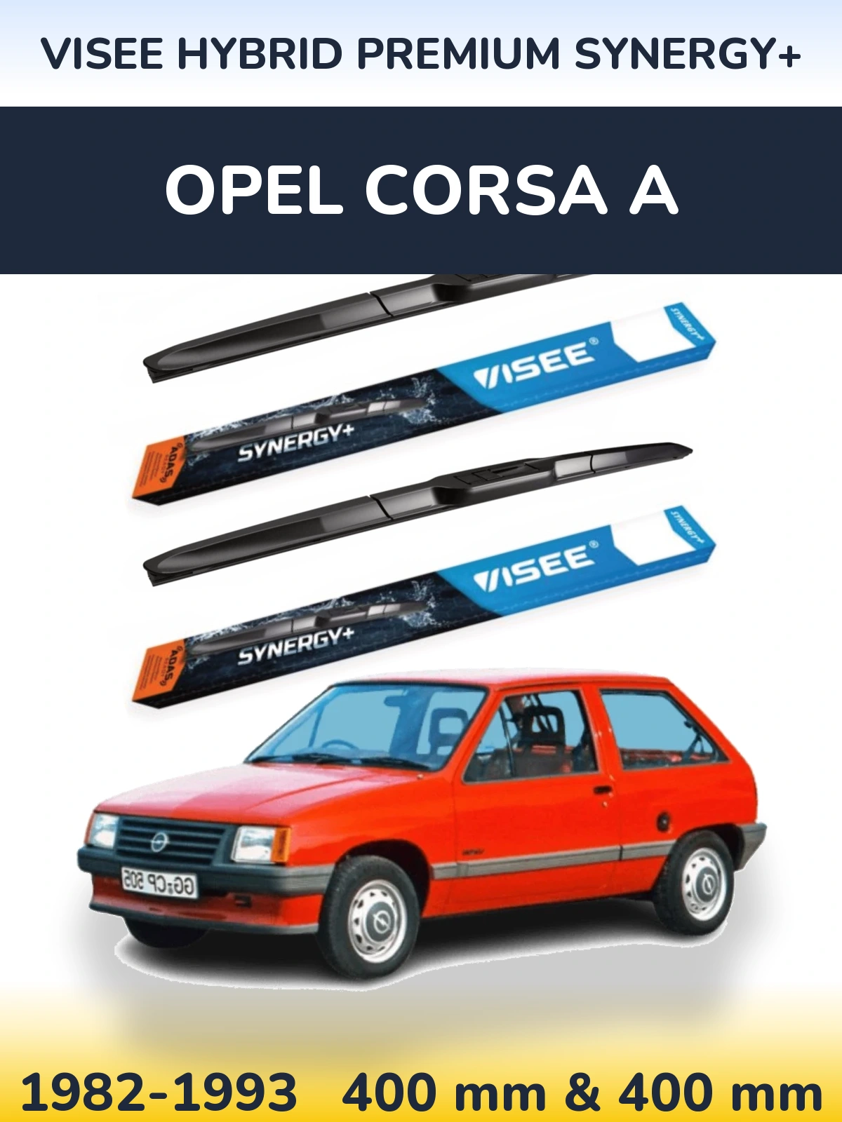 Комплект передних дворников VISEE HYBRID PREMIUM SYNERGY+ 400 & 400 мм для Opel Corsa A 1982-1993
