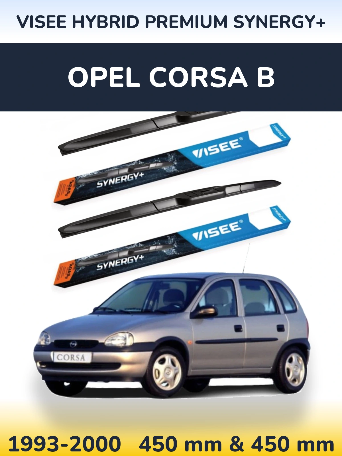 Komplet przednich wycieraczek VISEE HYBRID PREMIUM SYNERGY+ 450 & 450 mm do Opel Corsa B 1993-2000