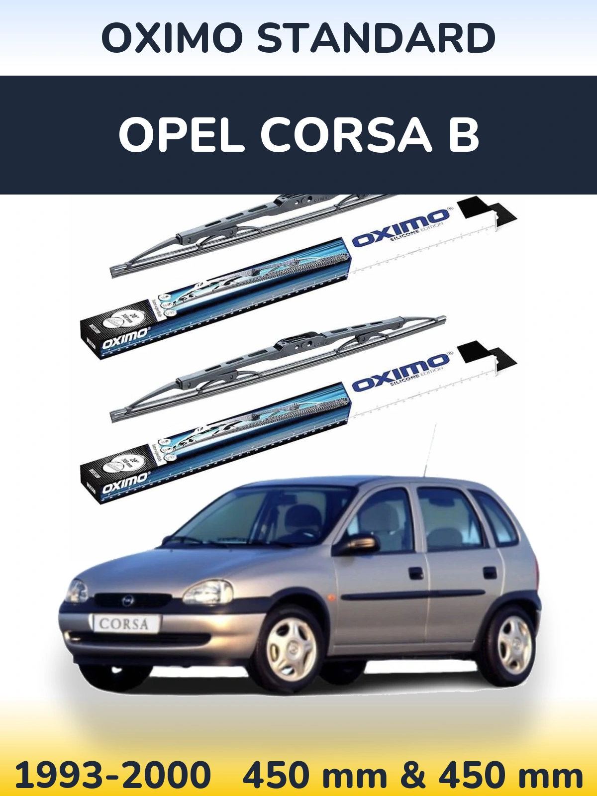 Komplet przednich wycieraczek Oximo Standard 450 & 450 mm do Opel Corsa B 1993-2000