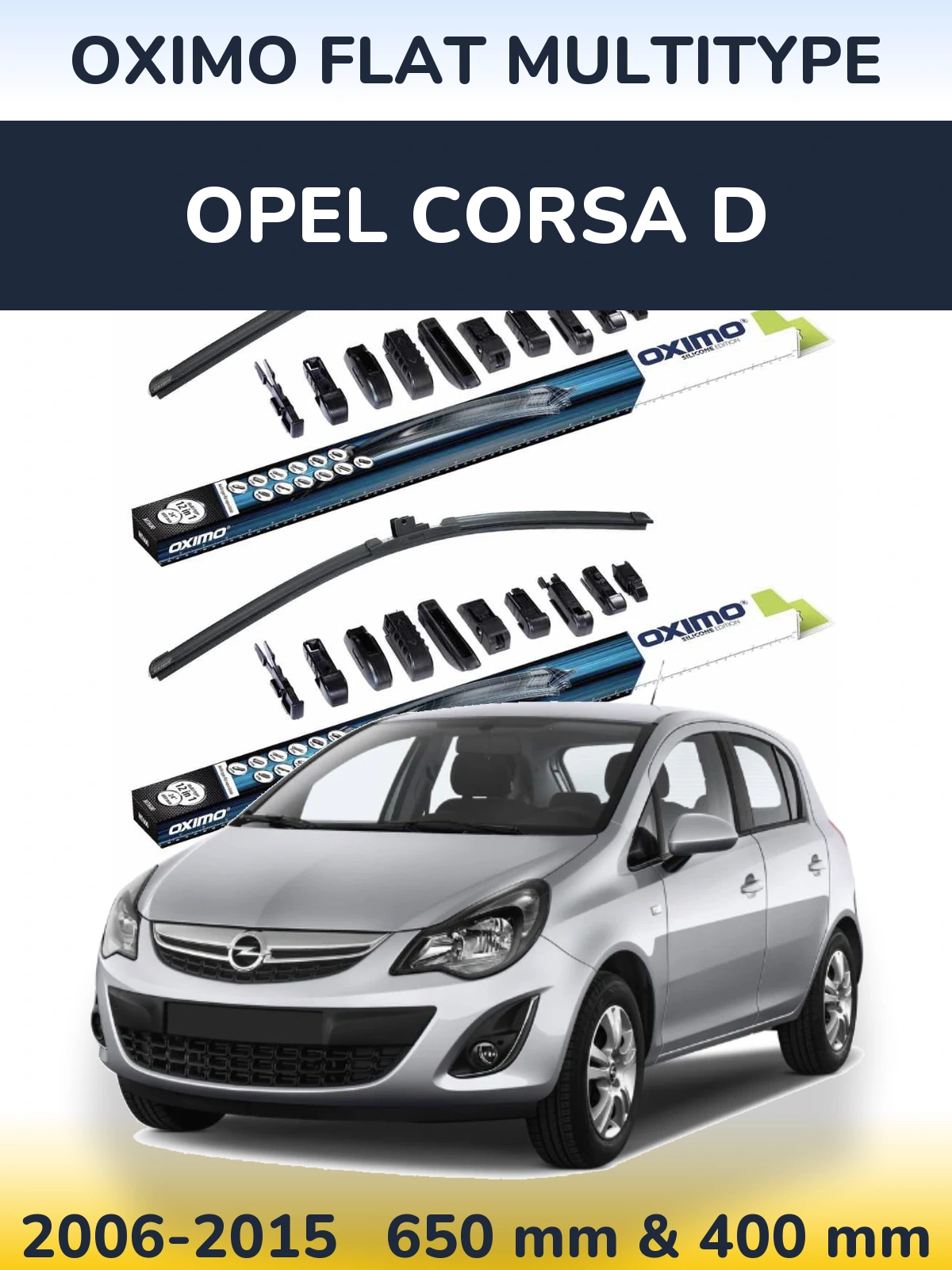 Front wiper blade set Oximo Flat MultiTypee 650 & 400 mm for Opel Corsa D 2006-2015