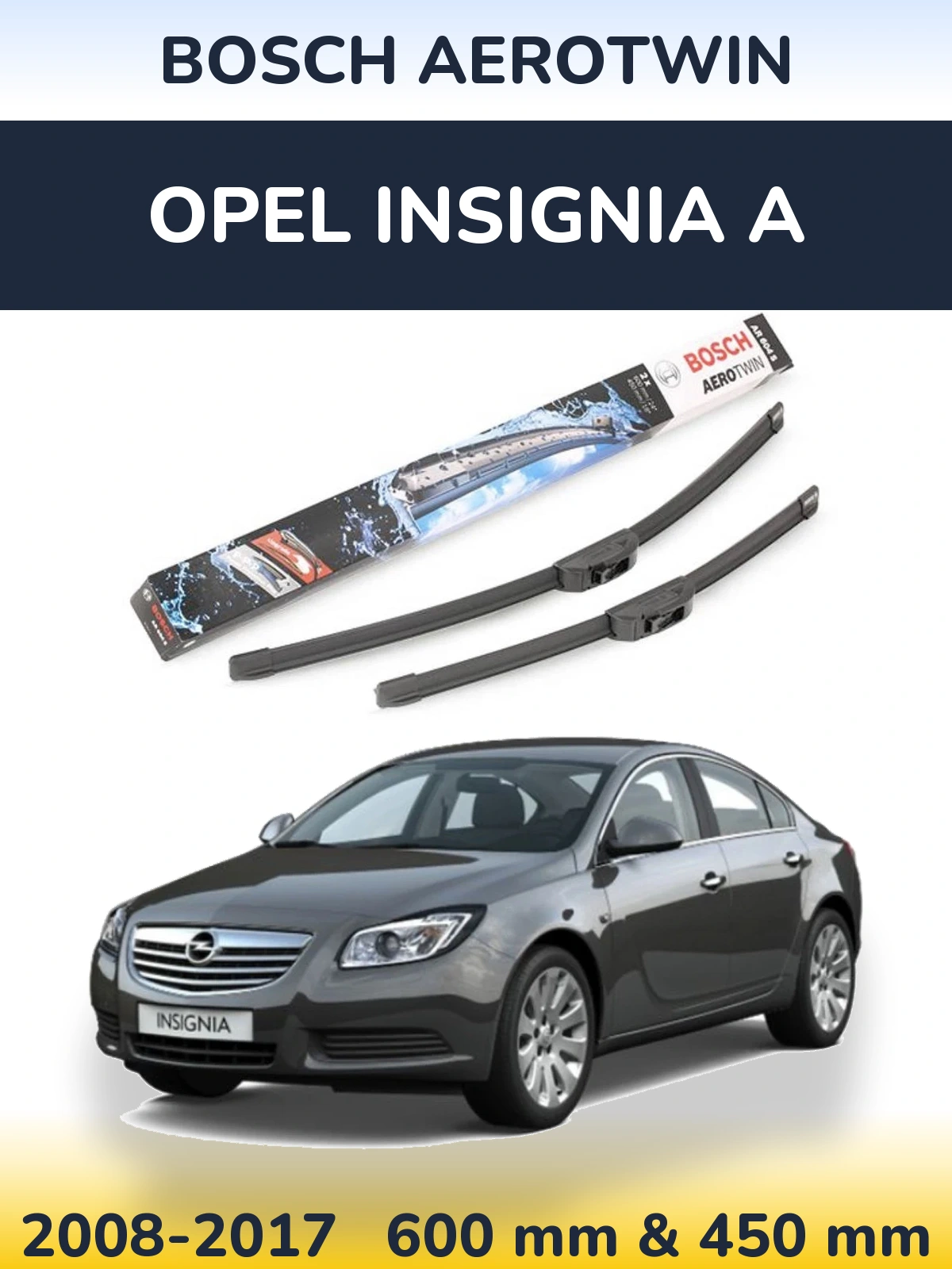 Комплект передніх щіток BOSCH AeroTwin 600 & 450 мм для Opel Insignia A 2008-2017