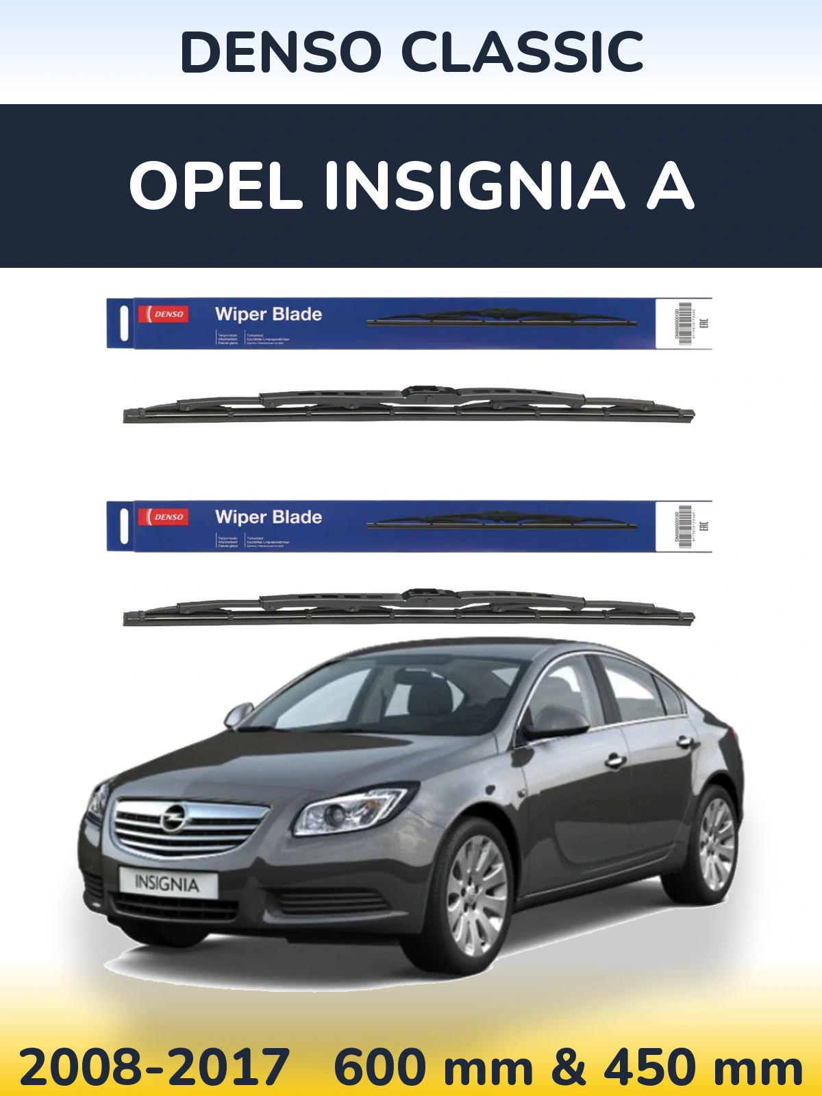 Комплект передних дворников Denso Classic 600 & 450 мм для Opel Insignia A 2008-2017