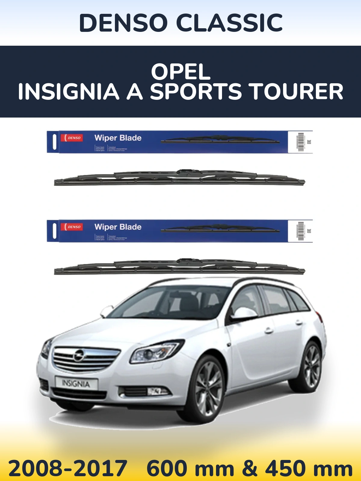 Komplet przednich wycieraczek Denso Classic 600 & 450 mm do Opel Insignia A Sports Tourer 2008-2017