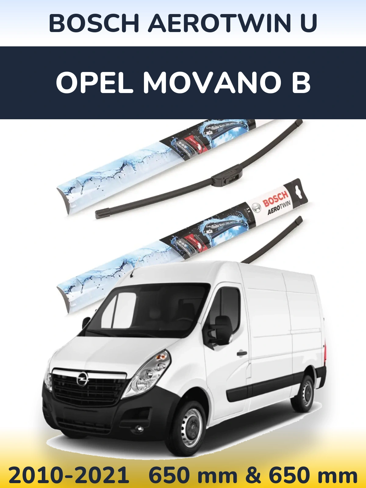 Komplet przednich wycieraczek BOSCH AeroTwin U 650 & 650 mm do Opel Movano B 2010-2021