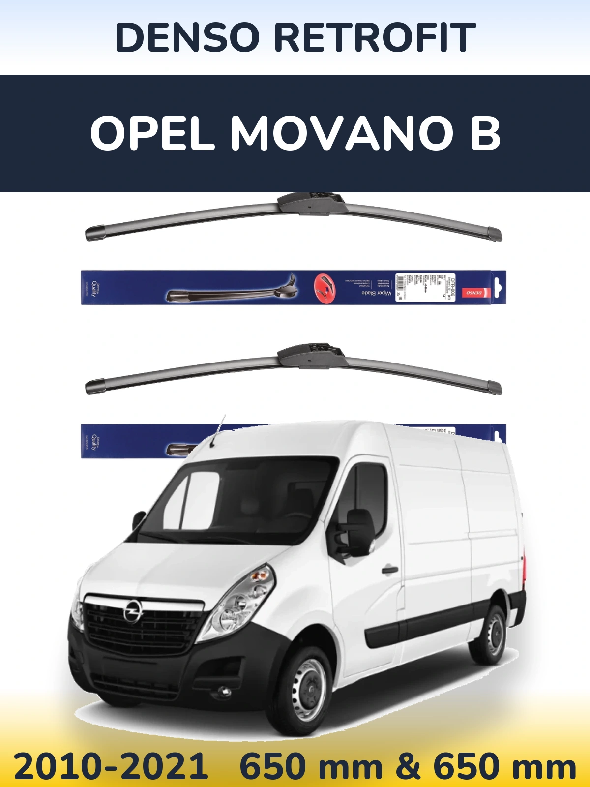 Komplet przednich wycieraczek Denso Retrofit 650 & 650 mm do Opel Movano B 2010-2021