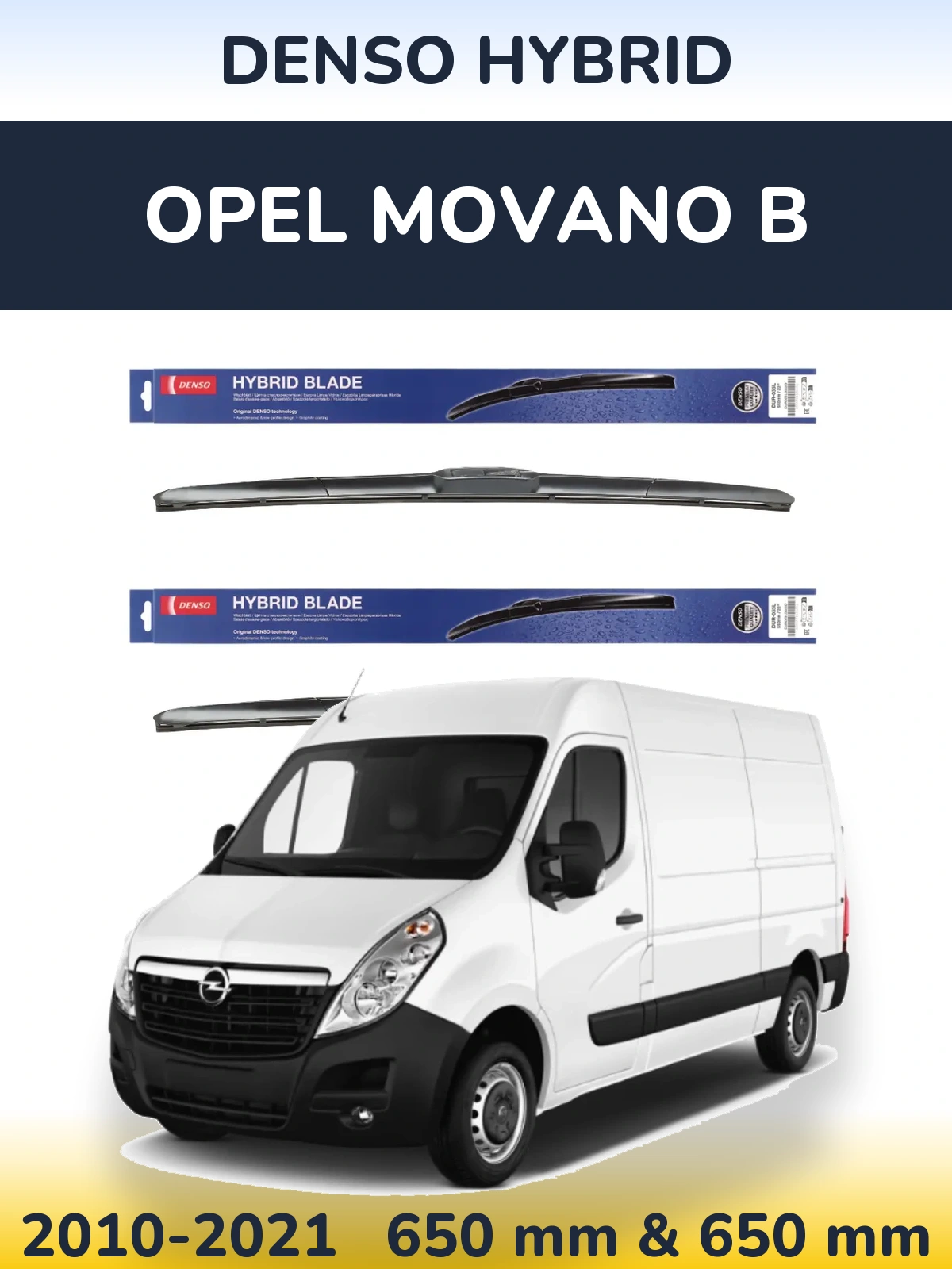 Komplet przednich wycieraczek Denso Hybrid 650 & 650 mm do Opel Movano B 2010-2021