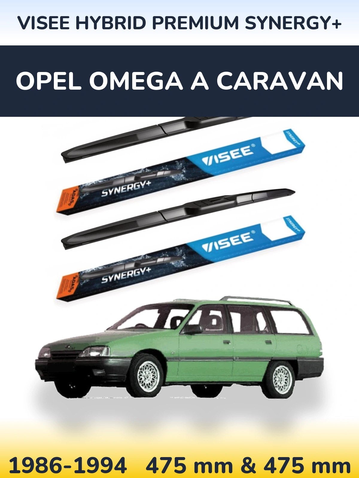 Komplet przednich wycieraczek VISEE HYBRID PREMIUM SYNERGY+ 475 & 475 mm do Opel Omega A Caravan 1986-1994