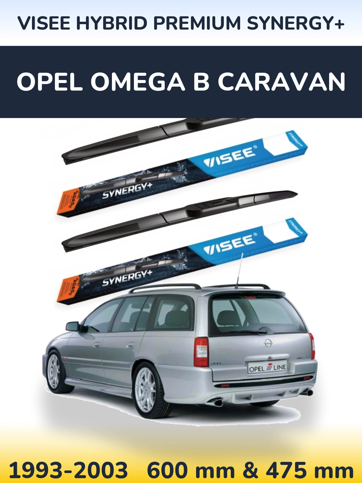 Комплект передних дворников VISEE HYBRID PREMIUM SYNERGY+ 600 & 475 мм для Opel Omega B Caravan 1993-2003