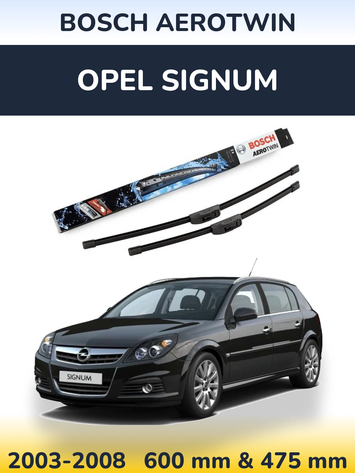 Комплект передніх щіток BOSCH AeroTwin 600 & 475 мм для Opel Signum 2003-2008