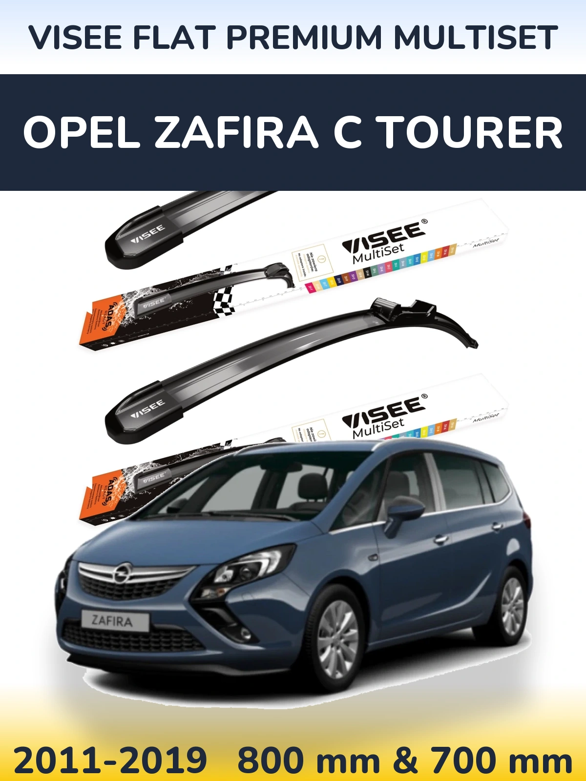Комплект передних дворников VISEE FLAT PREMIUM MultiSet 800 & 700 мм для Opel Zafira C Tourer 2011-2019