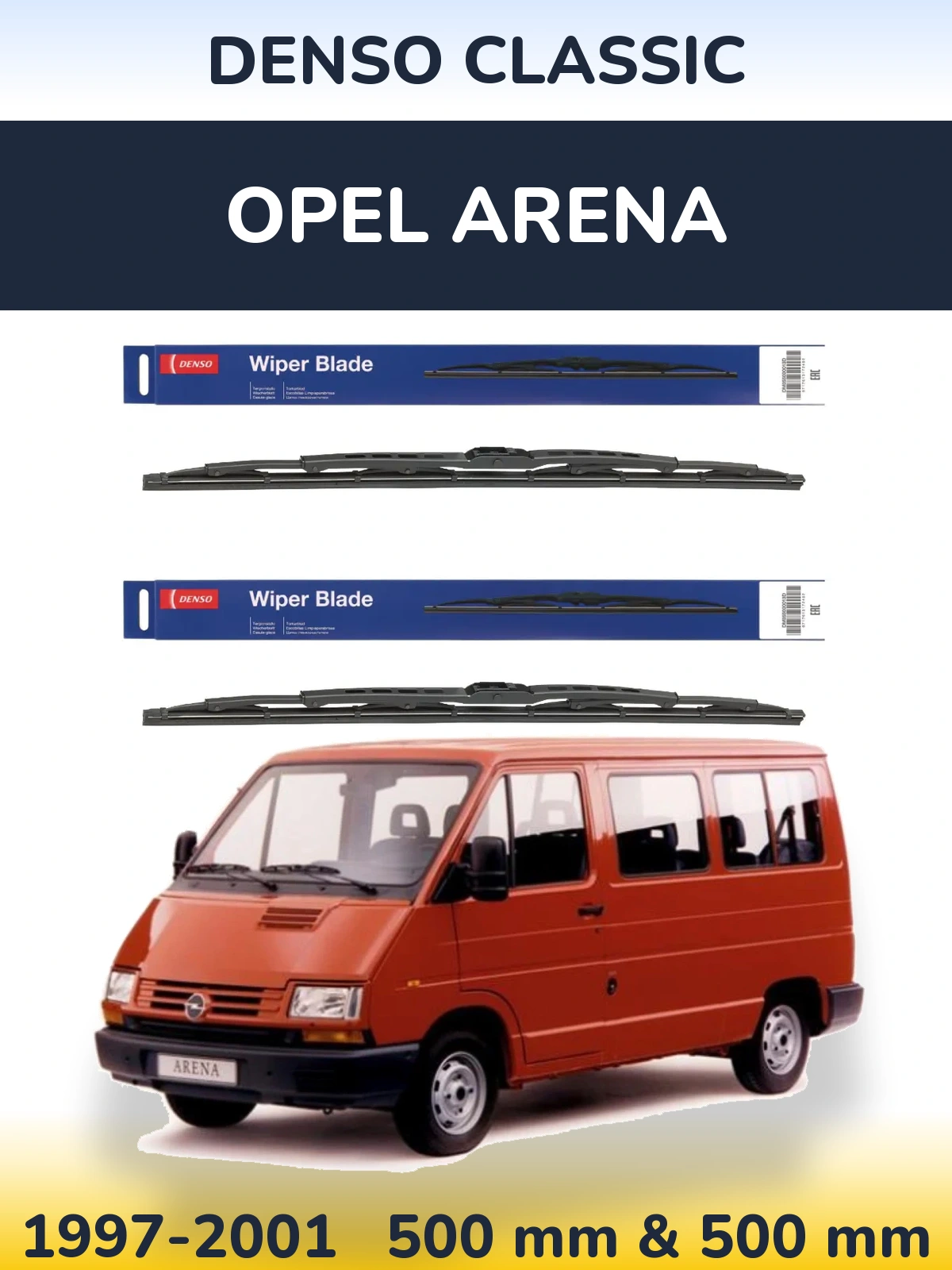 Комплект передних дворников Denso Classic 500 & 500 мм для Opel Arena 1997-2001