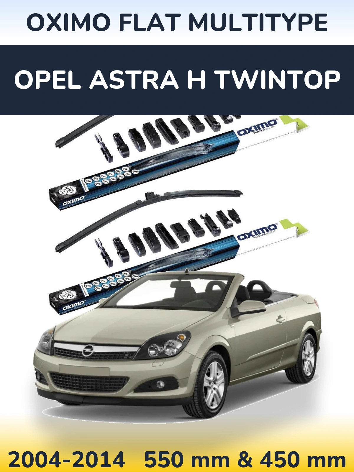 Komplet przednich wycieraczek Oximo Flat MultiType 550 & 450 mm do Opel Astra H TwinTop 2004-2014