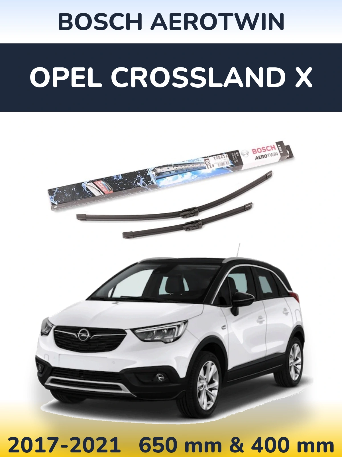 Комплект передніх щіток BOSCH AeroTwin 650 & 400 мм для Opel Crossland X 2017-2021
