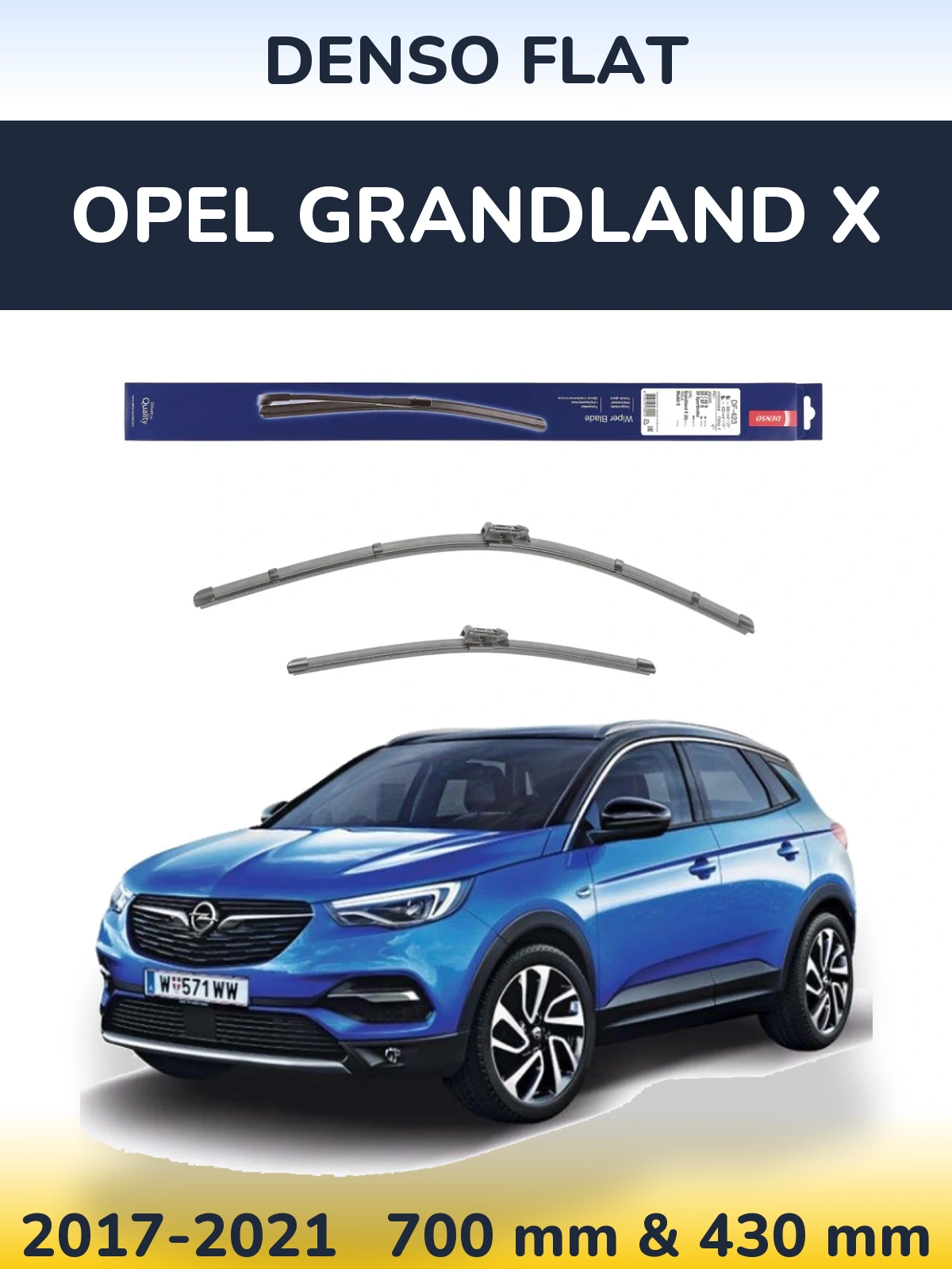 Комплект передніх щіток Denso Flat 680 & 430 мм для Opel Grandland X 2017-2021