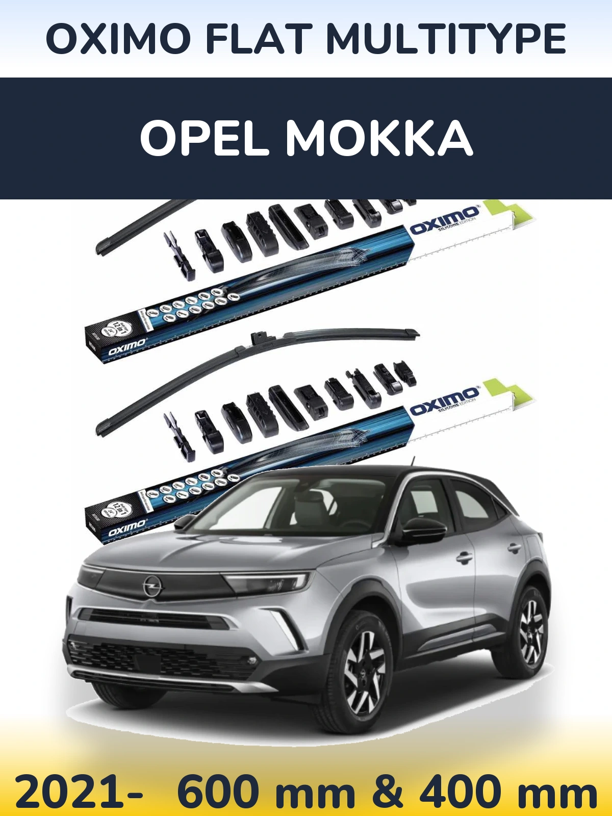 Комплект передних дворников Oximo Flat MultiТипe 600 & 400 мм для Opel Mokka 2021-2026