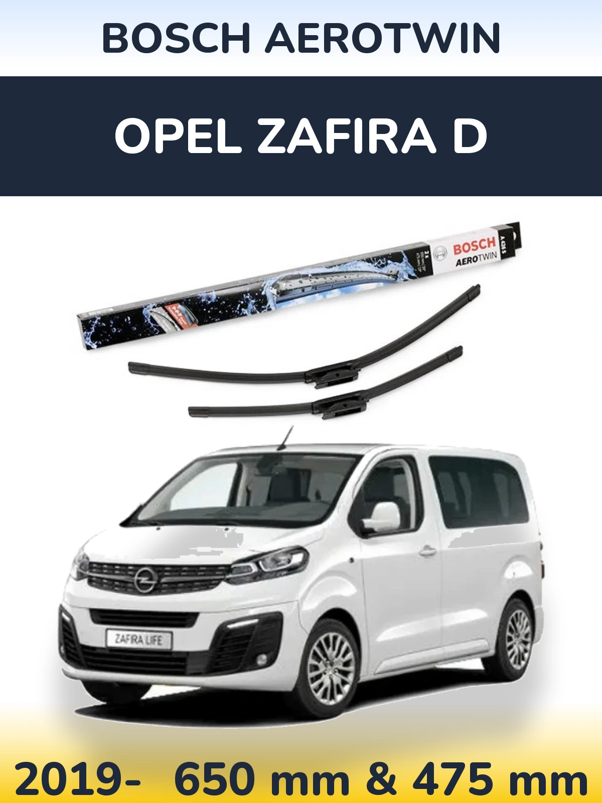 Komplet przednich wycieraczek BOSCH AeroTwin 650 & 475 mm do Opel Zafira D 2019-2026