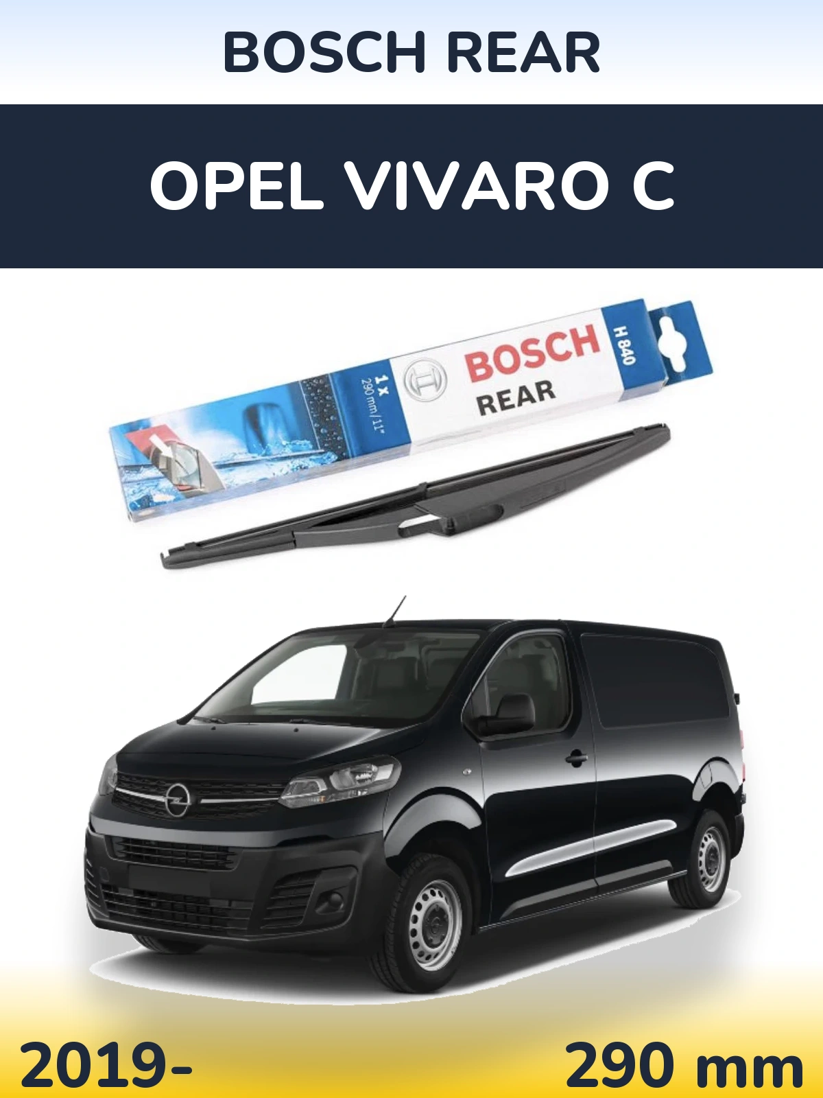 Задний дворник BOSCH Rear 290 мм для Opel Vivaro C 2019-2026
