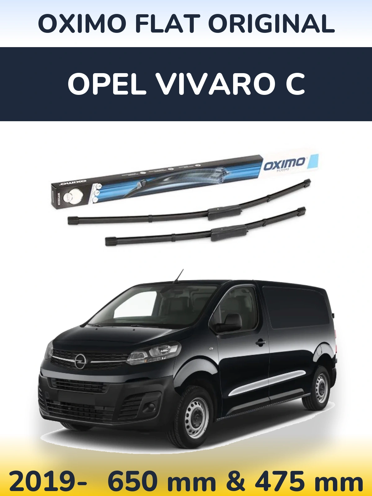 Комплект передних дворников Oximo Flat Original 650 & 475 мм для Opel Vivaro C 2019-2026