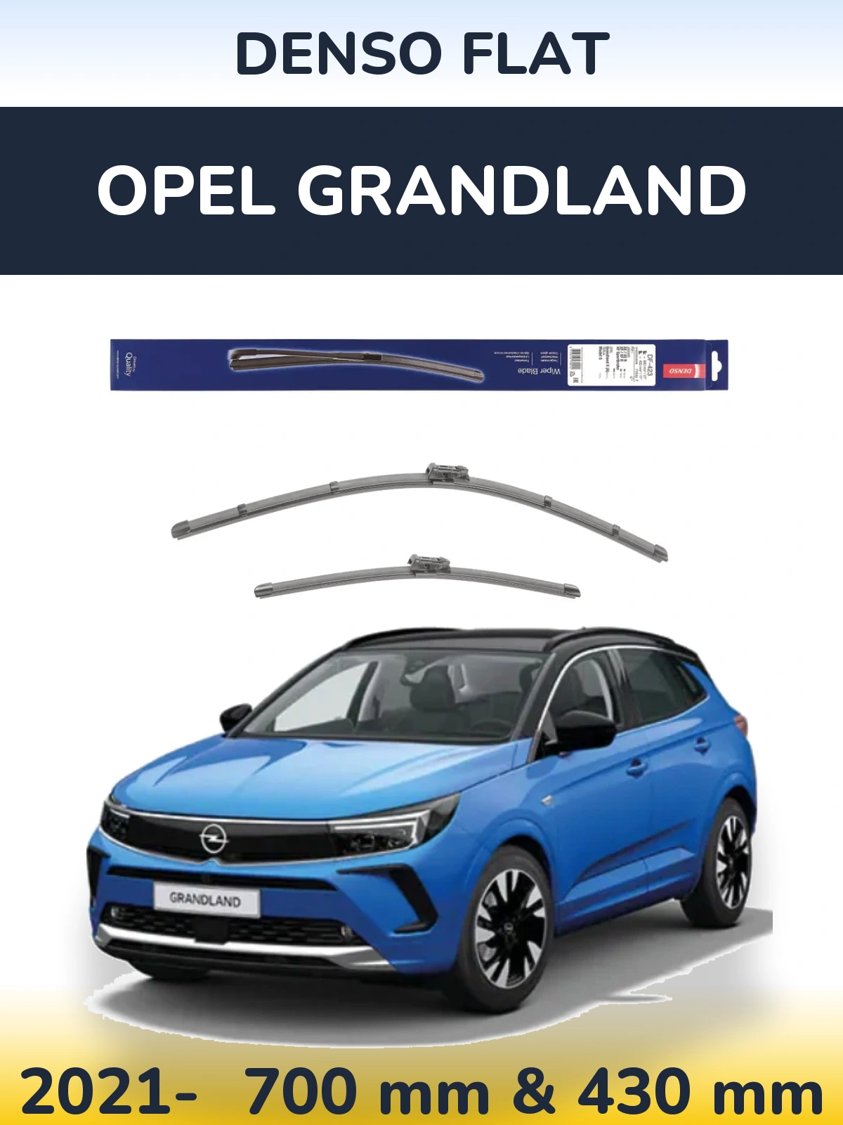 Front wiper blade set Denso Flat 680 & 430 mm for Opel Grandland 2021-2026