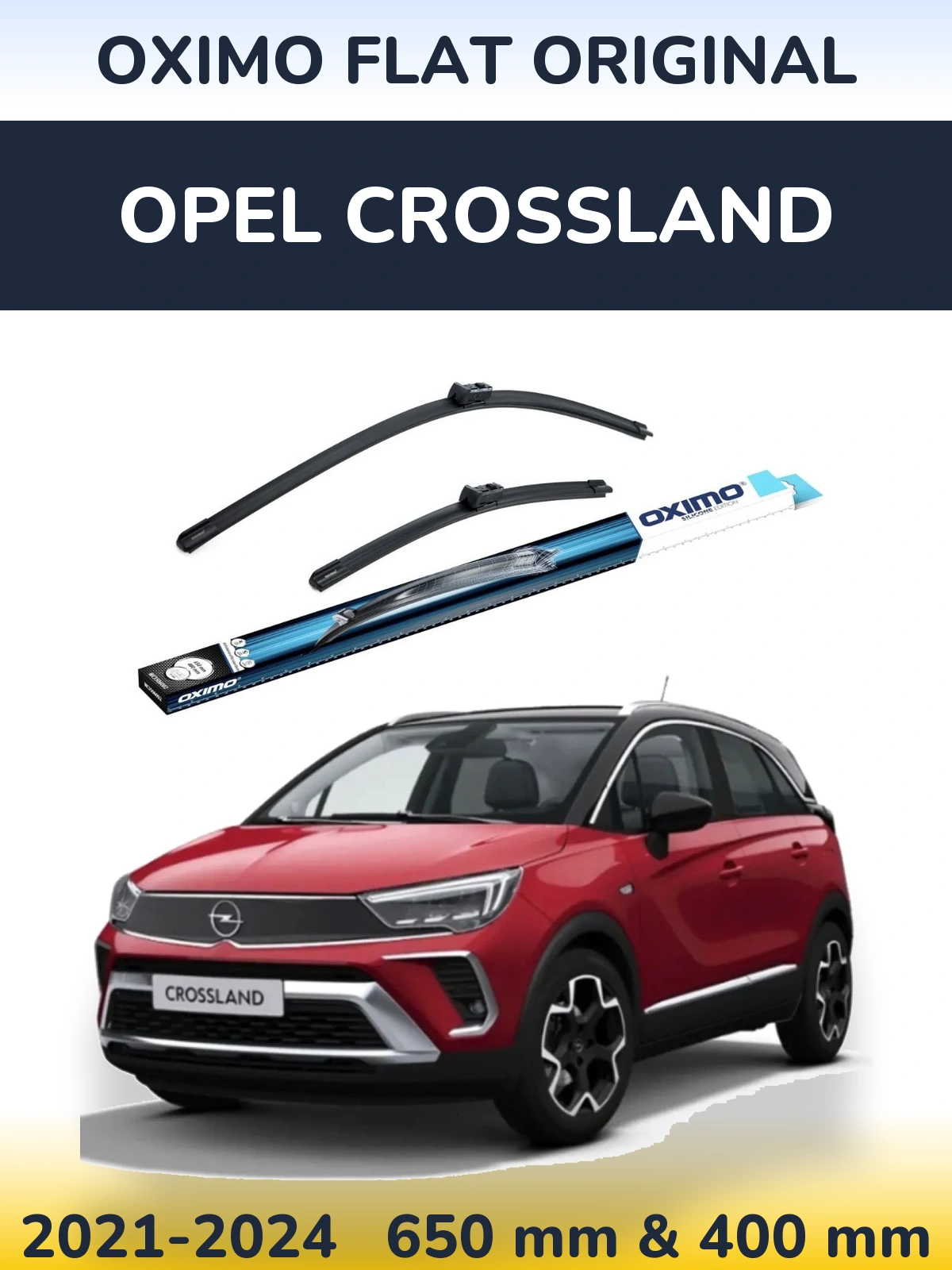 Комплект передних дворников Oximo Flat Original 650 & 400 мм для Opel Crossland 2021-2024
