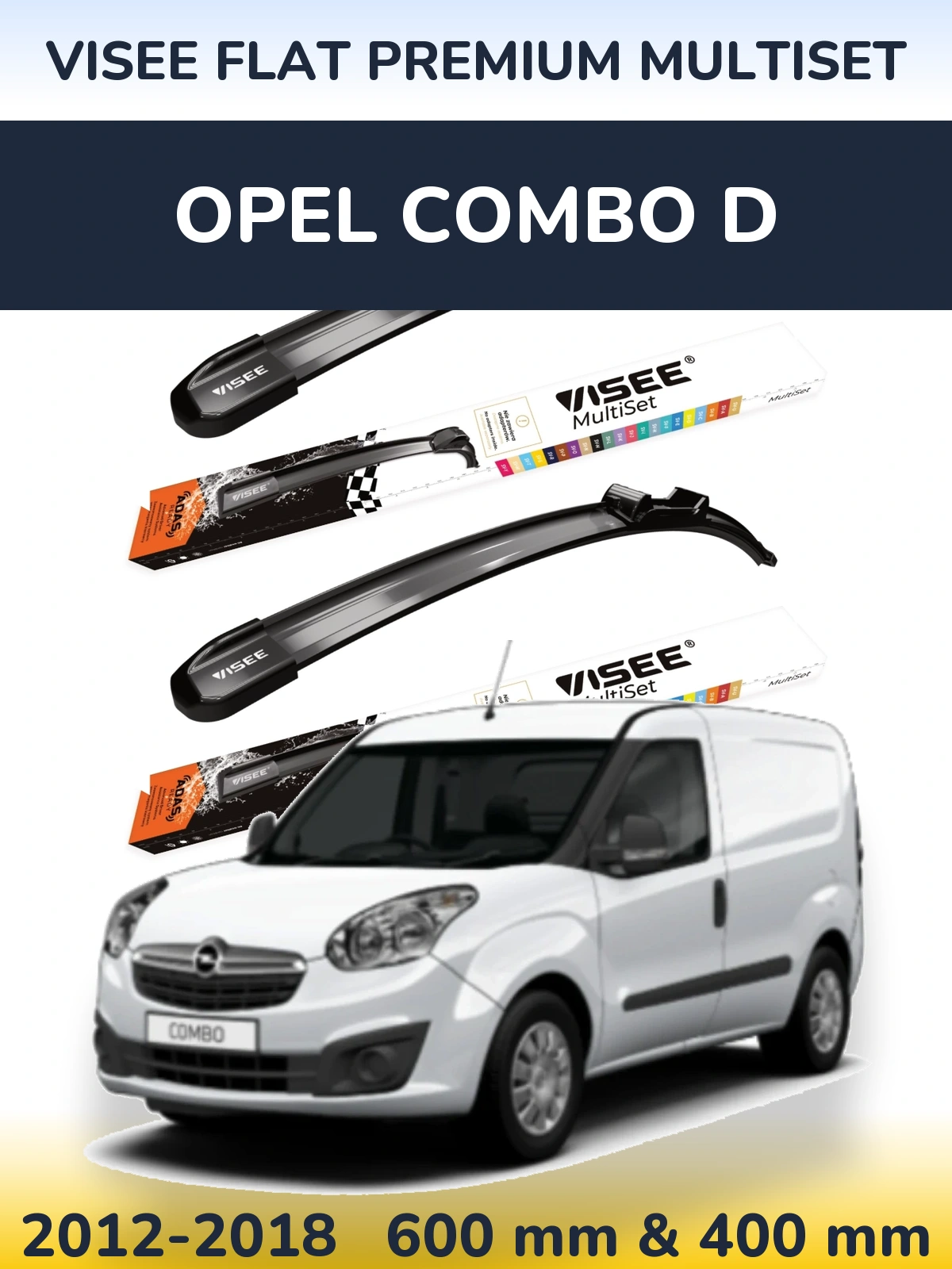Komplet przednich wycieraczek VISEE FLAT PREMIUM MultiSet 600 & 400 mm do Opel Combo D 2012-2018