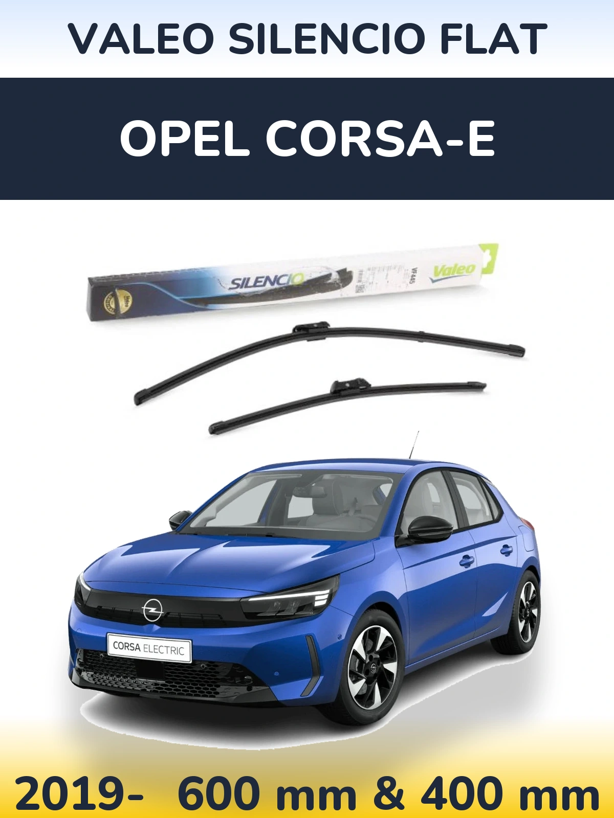 Komplet przednich wycieraczek Valeo Silencio Flat 600 & 400 mm do Opel Corsa-e 2019-2026