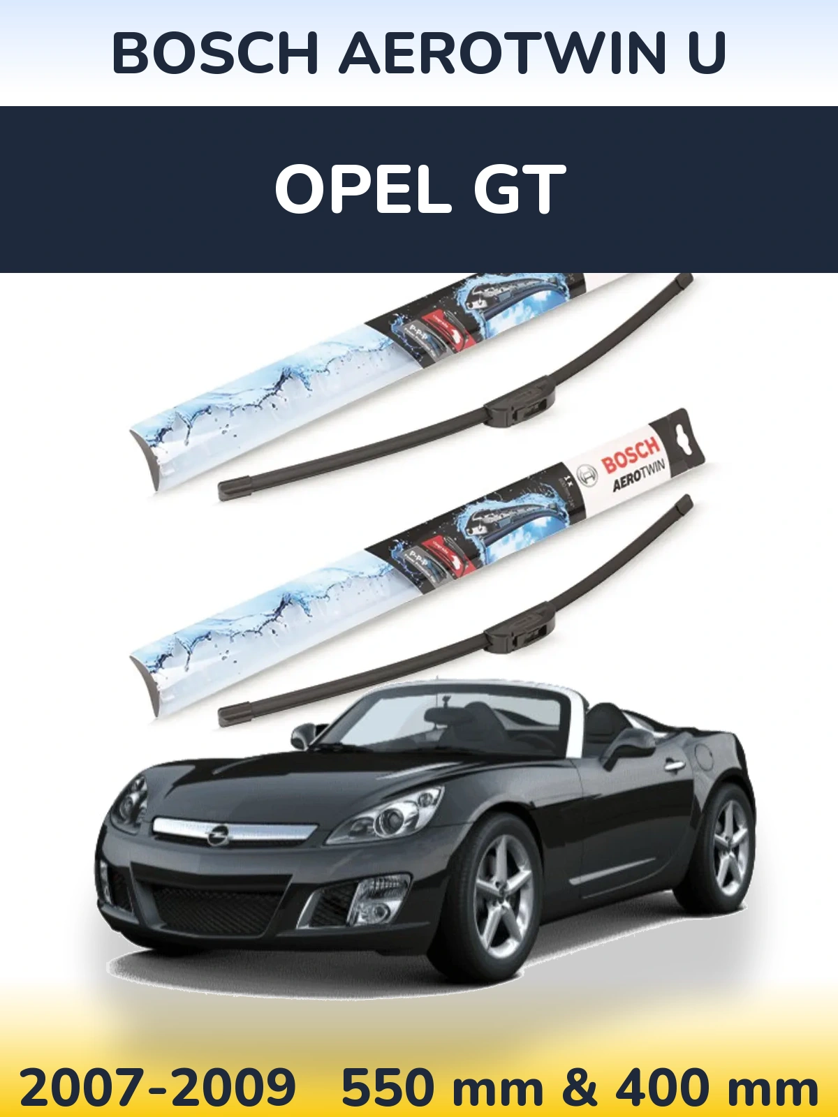 Комплект передних дворников BOSCH AeroTwin U 550 & 400 мм для Opel GT 2007-2009