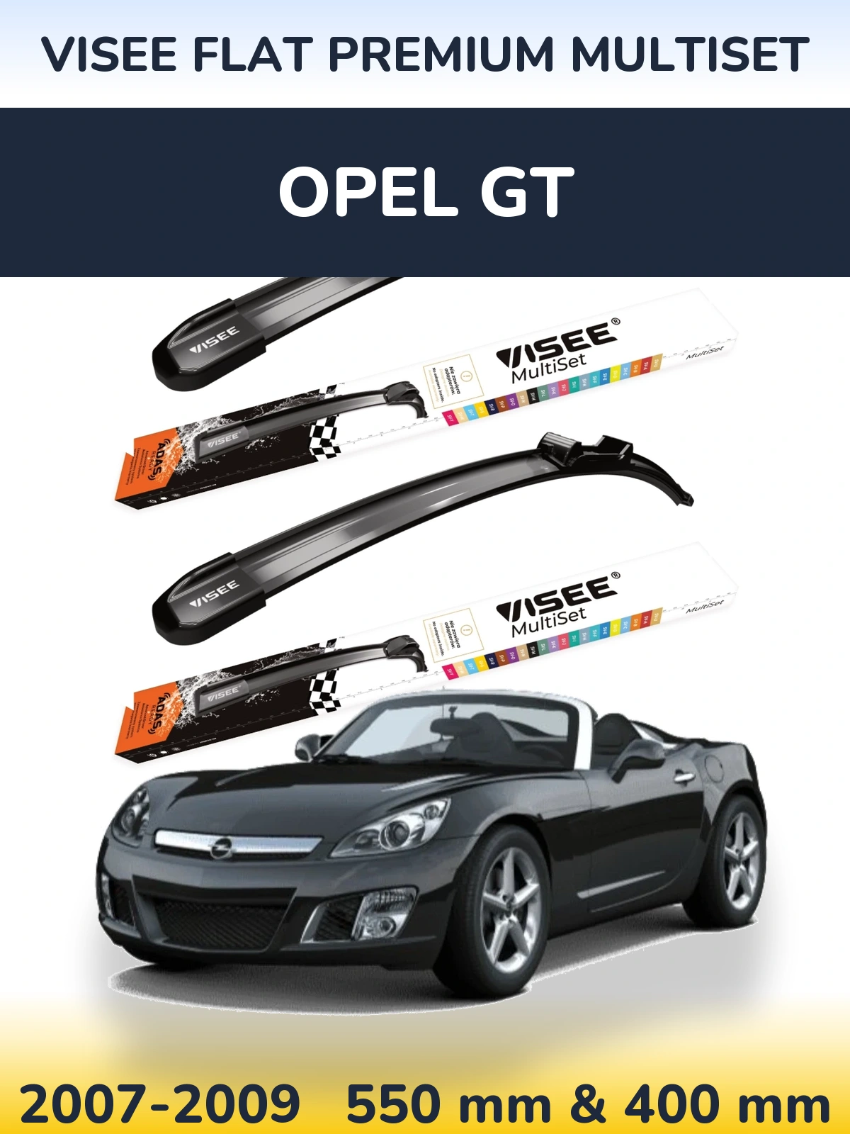 Комплект передних дворников VISEE FLAT PREMIUM MultiSet 550 & 400 мм для Opel GT 2007-2009