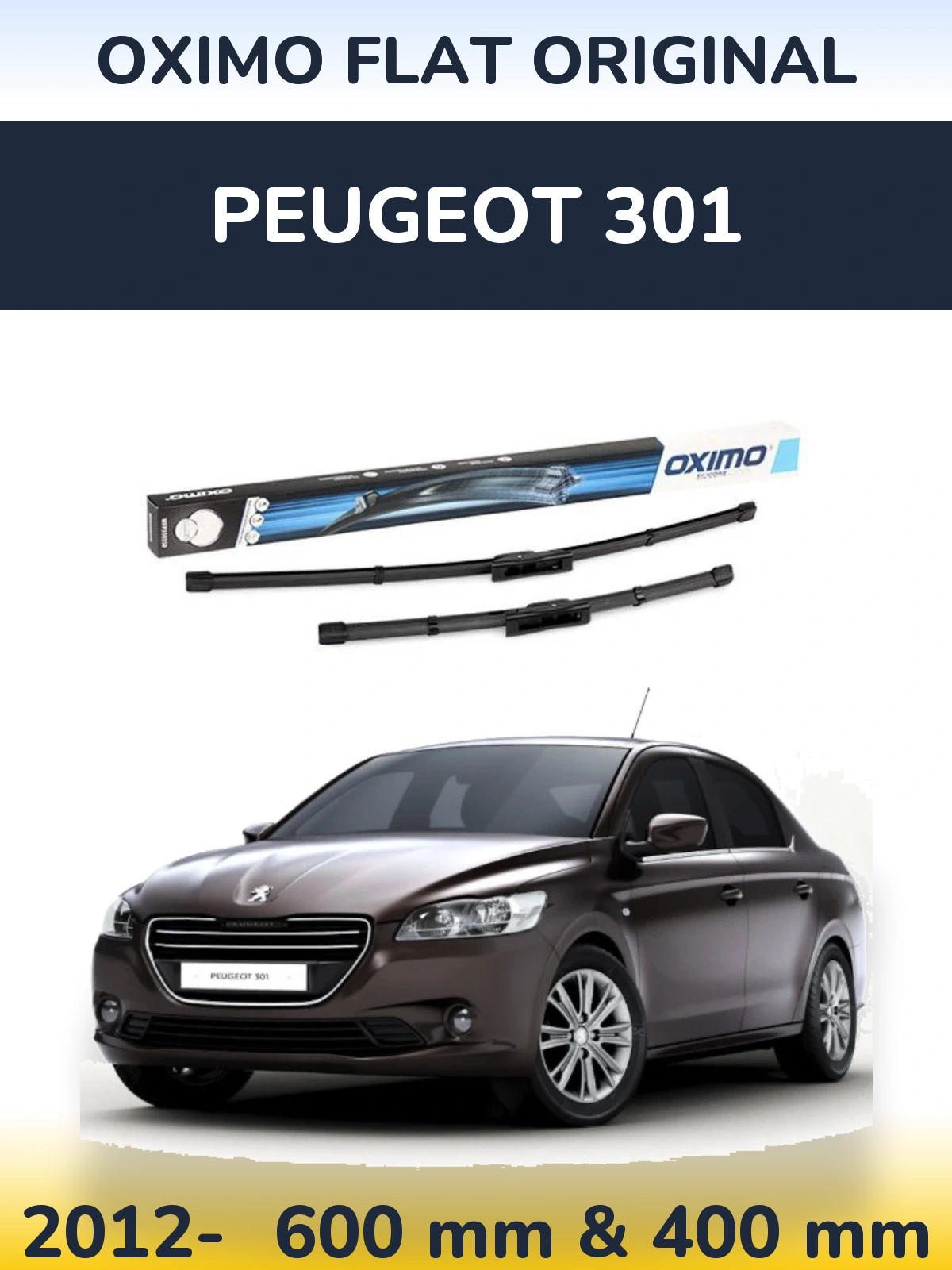 Komplet przednich wycieraczek Oximo Flat Original 600 & 400 mm do Peugeot 301 2012-2026