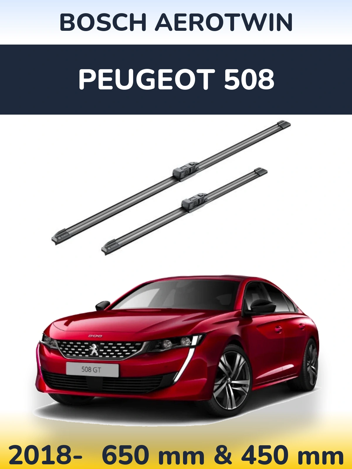 Komplet przednich wycieraczek BOSCH AeroTwin 650 & 450 mm do Peugeot 508 2018-2026