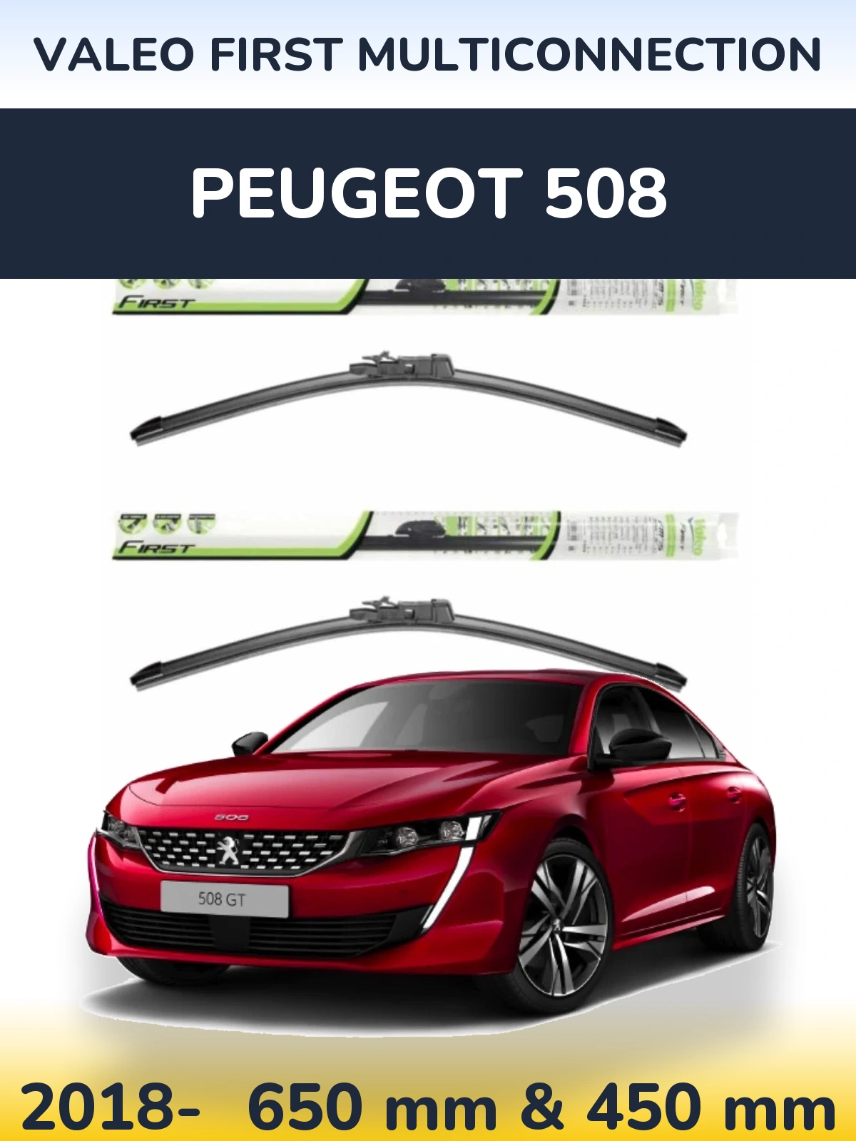 Komplet przednich wycieraczek Valeo First MultiConnection 650 & 450 mm do Peugeot 508 2018-2026