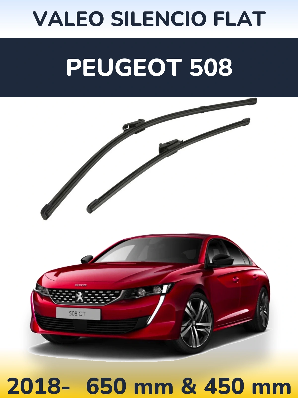 Komplet przednich wycieraczek Valeo Silencio Flat 650 & 450 mm do Peugeot 508 2018-2026