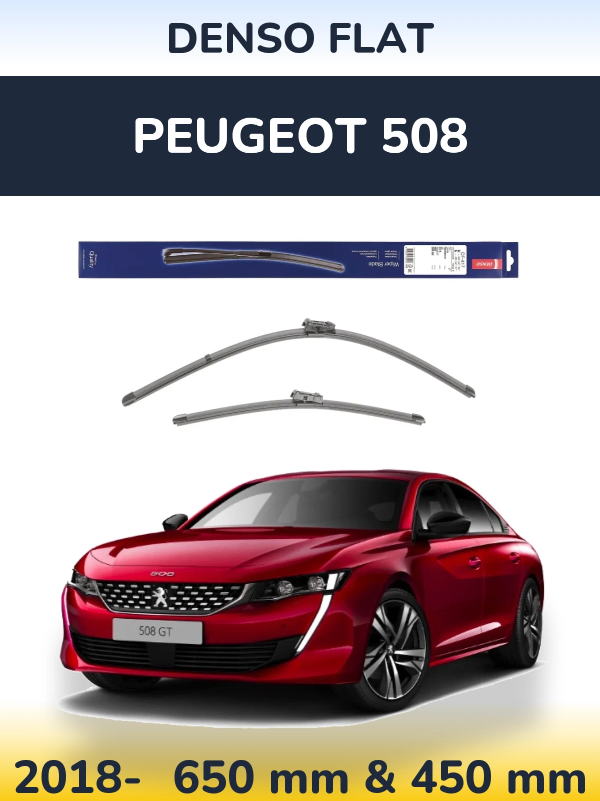 Komplet przednich wycieraczek Denso Flat 650 & 450 mm do Peugeot 508 2018-2026