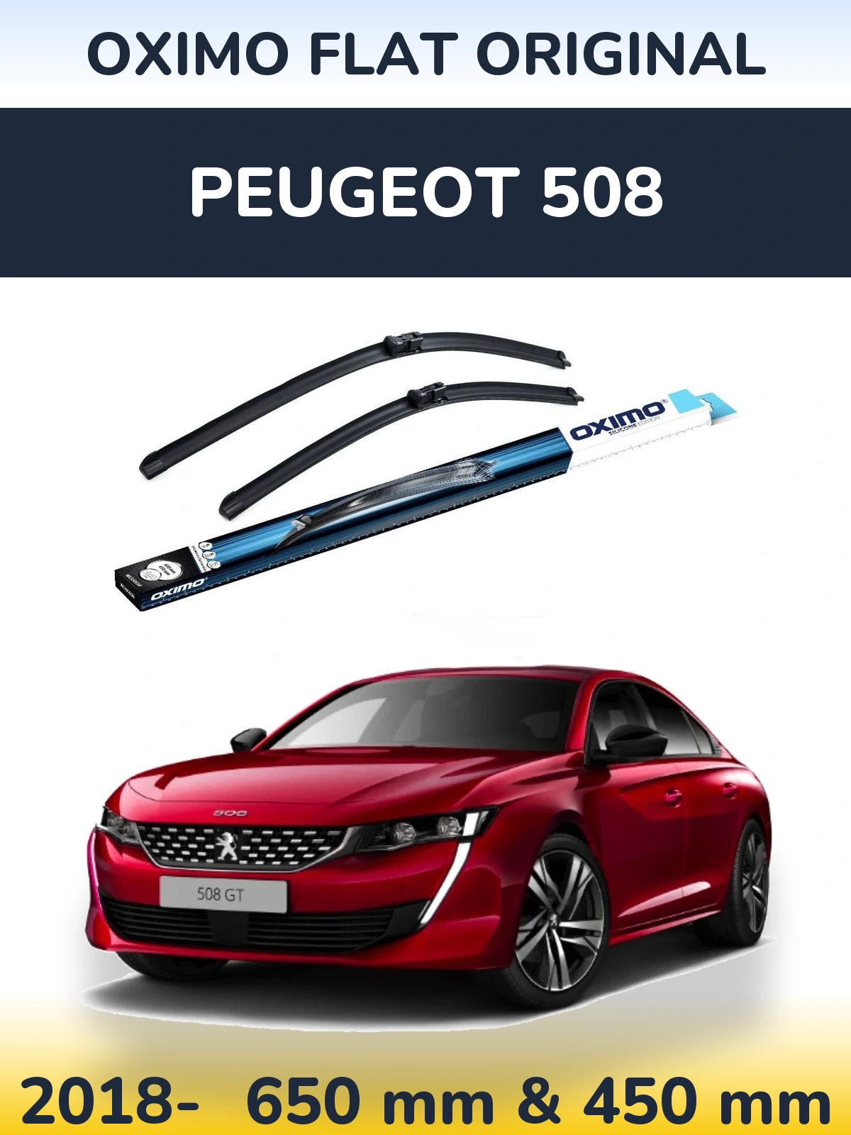 Komplet przednich wycieraczek Oximo Flat Original 650 & 450 mm do Peugeot 508 2018-2026