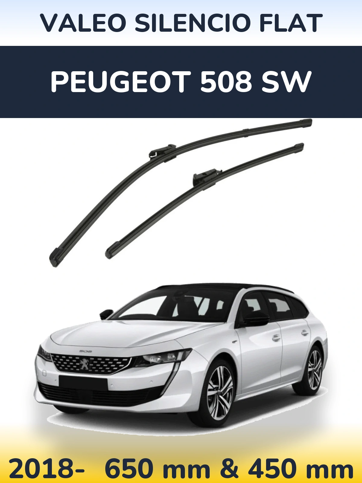 Komplet przednich wycieraczek Valeo Silencio Flat 650 & 450 mm do Peugeot 508 SW 2018-2026